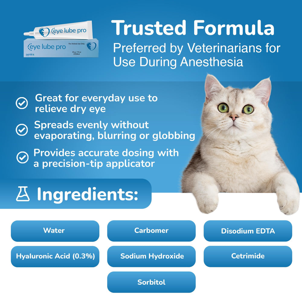 Sentrx Eye Lube Pro procure un confort prolongé pour chiens et chats.