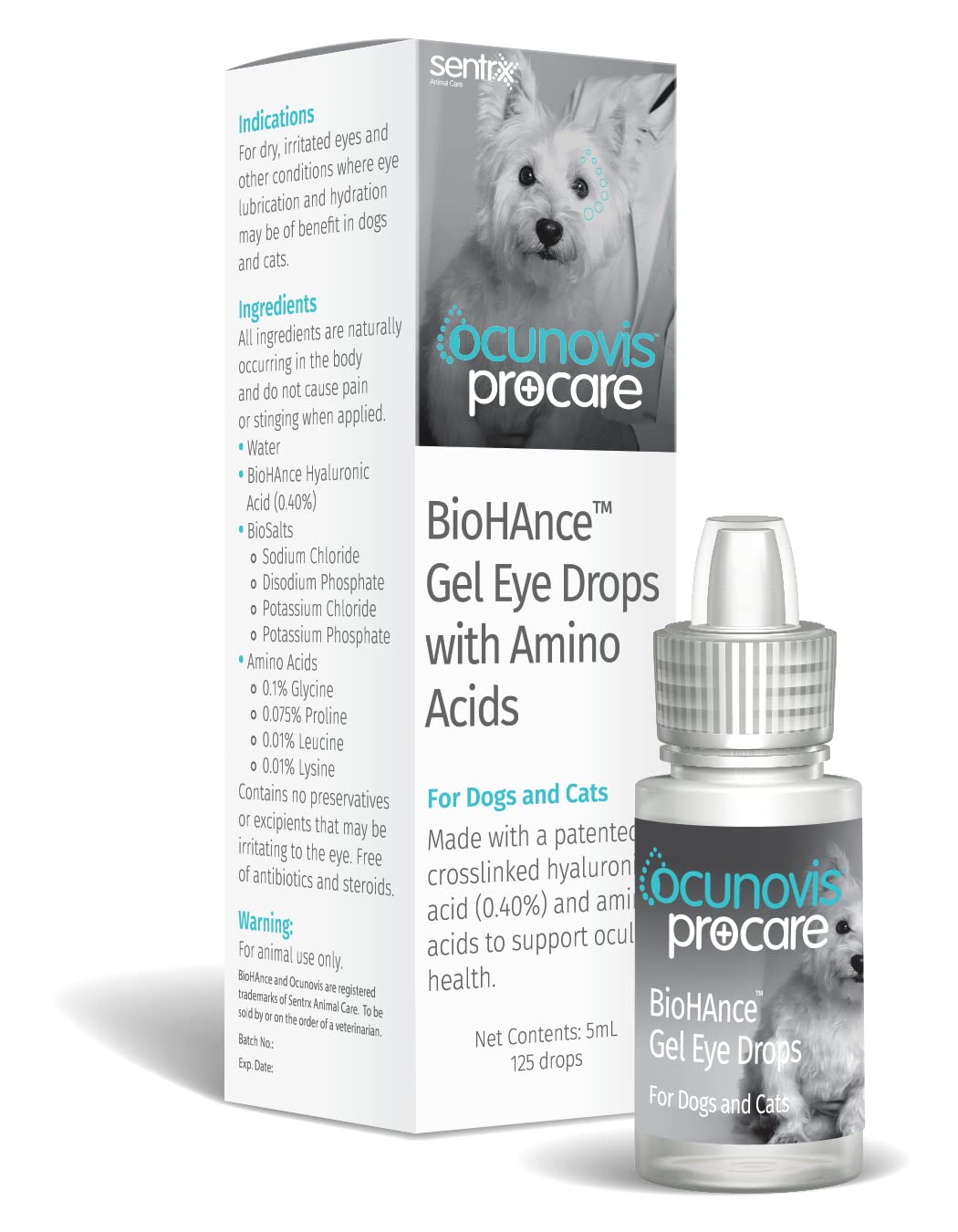 Sentrx Ocunovis ProCare gouttes oculaires – flacon visibles pour hydratation durable des yeux