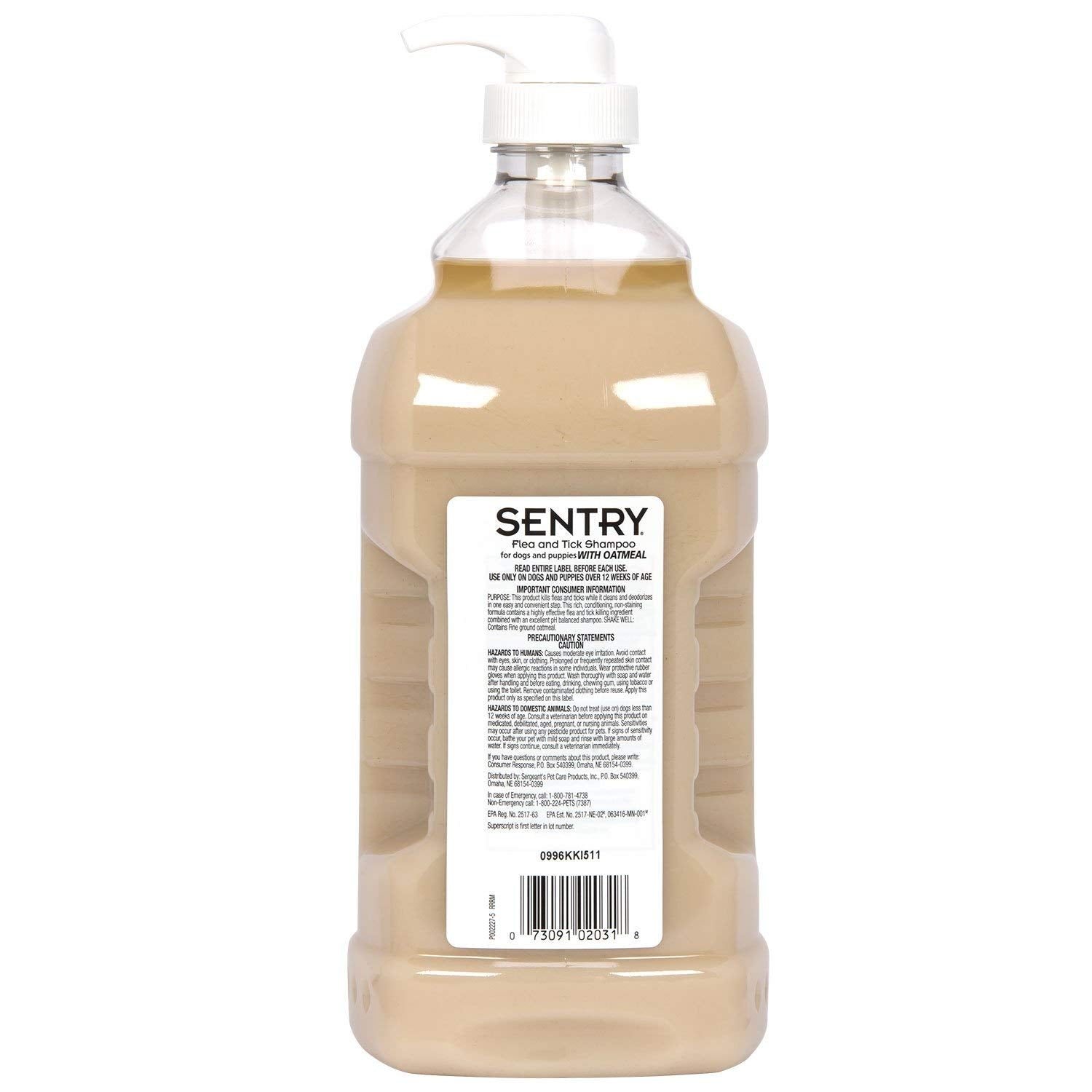 SENTRY Shampoing à l’avoine: mousse douce et nettoyante sur le pelage.