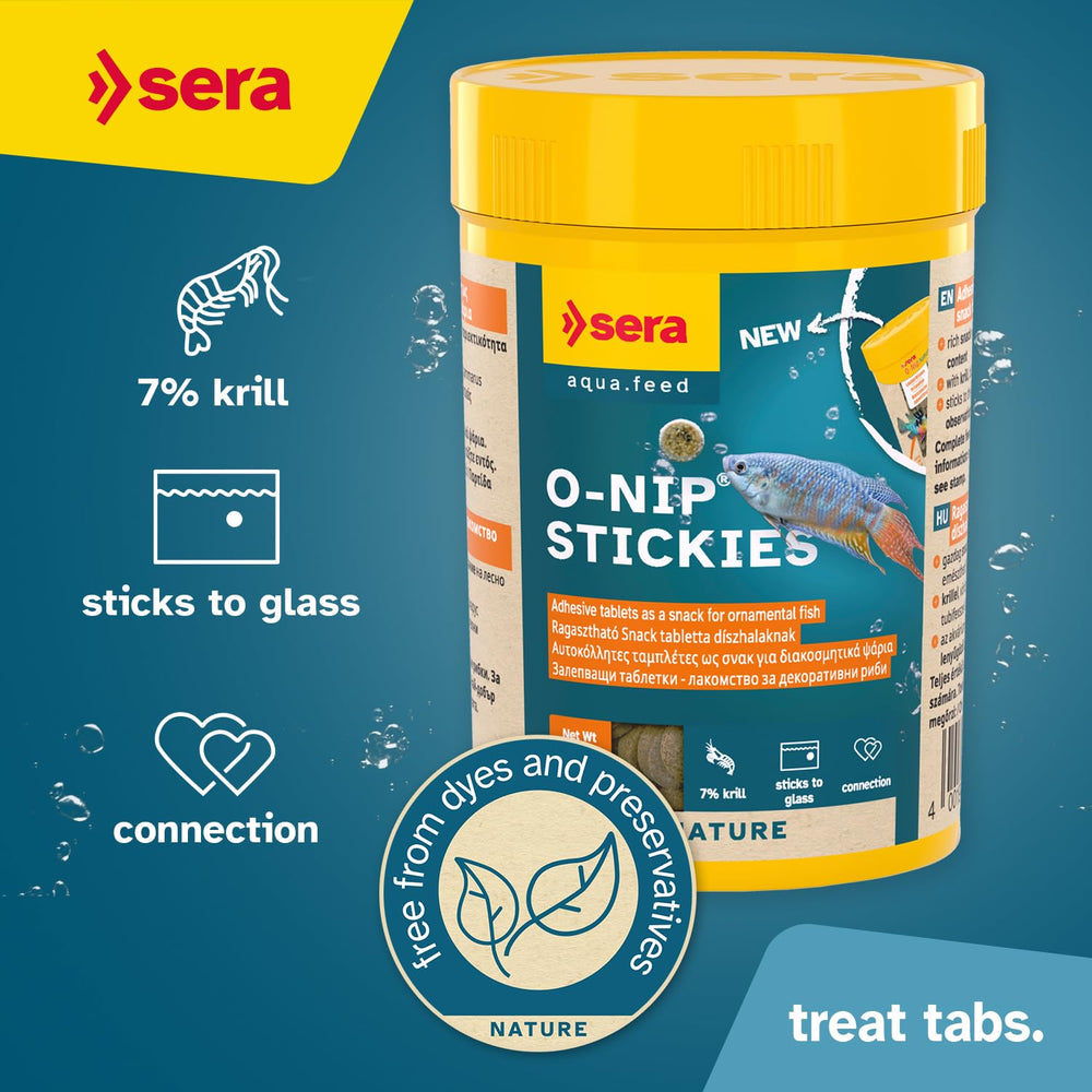 Sera O-Nip Stickies adhésifs sur verre pour observer les poissons pendant le repas.