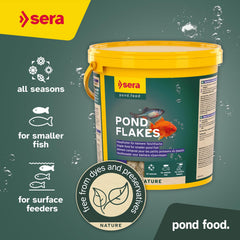 Sera Pond Flakes: idéal pour les poissons rouges et autres petits étangs.