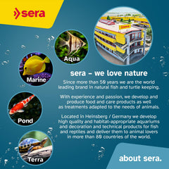 Sera Vipan Tropical Flakes flottant sur l’eau, nourrissage en surface facile.