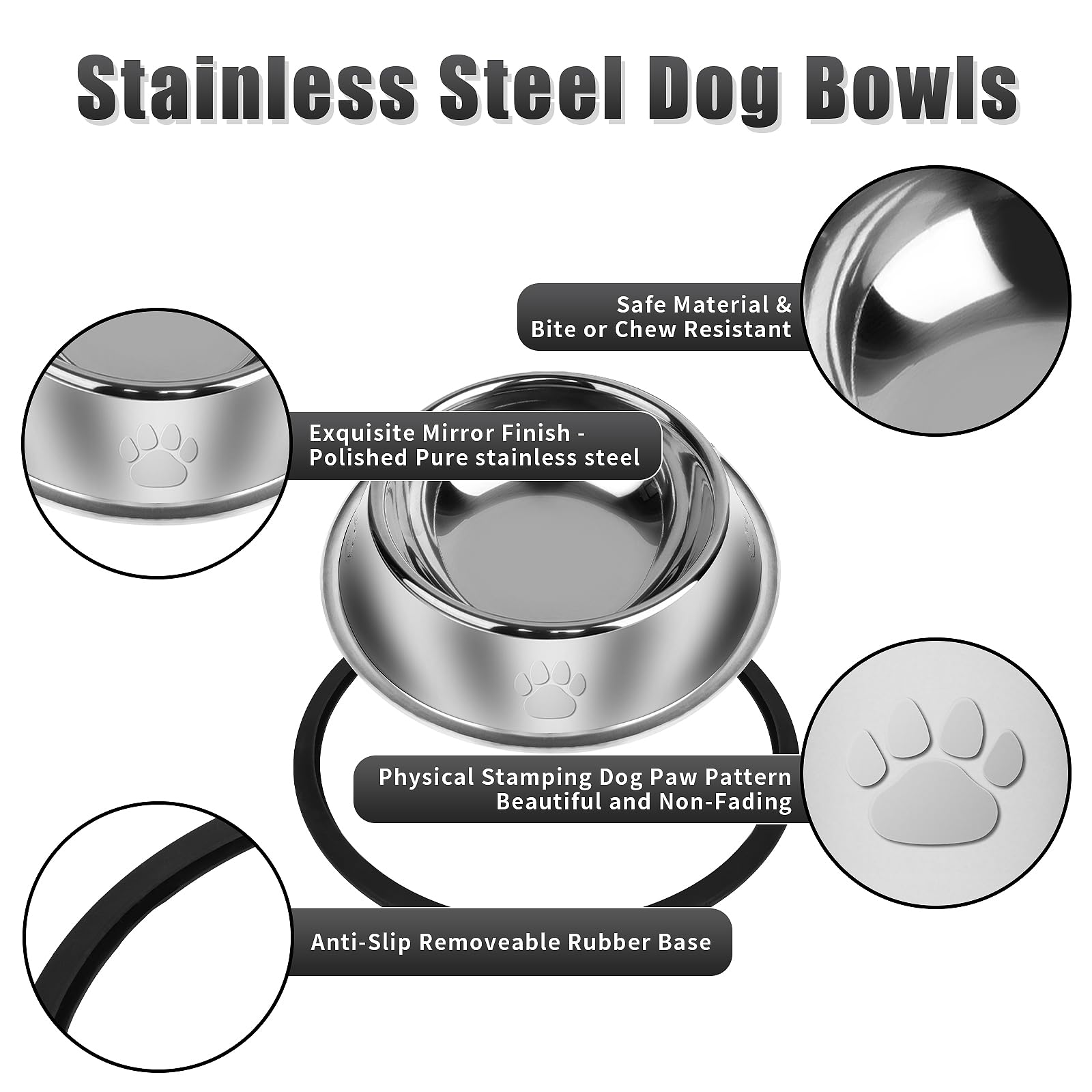 Bols Serentive en acier inox résistant à la rouille, finition miroir élégante.