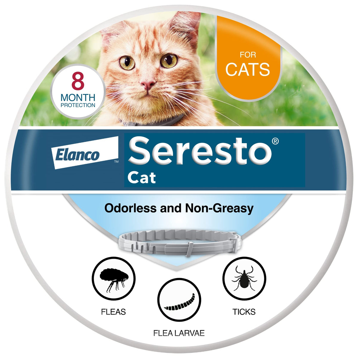 Collier Seresto pour chat, protection antiparasitaire durable contre puces et tiques.