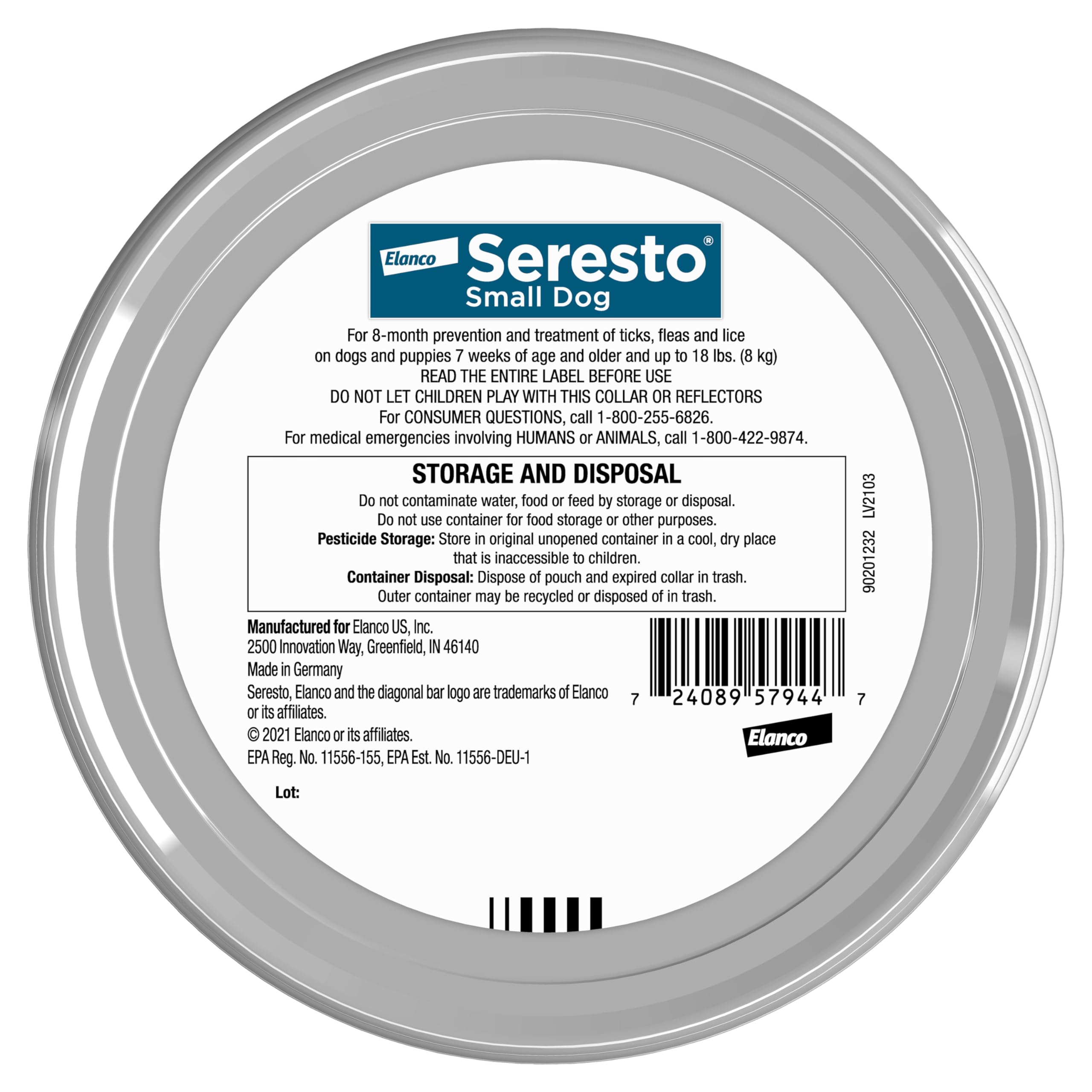 Seresto collier petit chien, protection 8 mois contre puces et tiques
