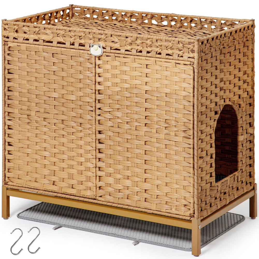 Setvson boite litiere chat enclos rotin tresse: espace discret et naturel