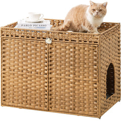 SETVSON boîte litière enclos rattan: espace privé et ventilation naturelle pour votre chat.