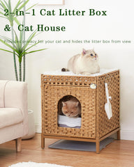 SETVSON meuble-cache-litiere-chat-rotin-design-naturel, intégration harmonieuse.
