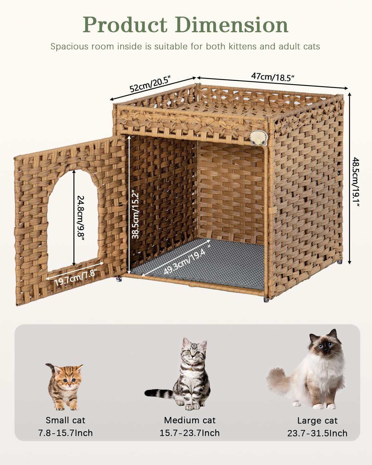 SETVSON mobilier chat en rotin naturel, multiusage et élégant