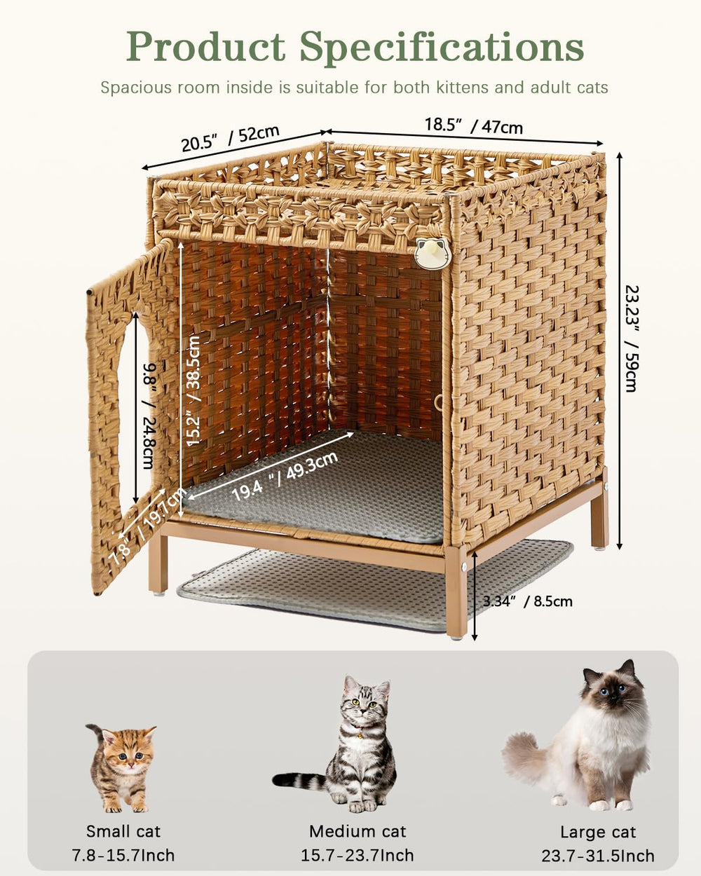 SETVSON tapis-litiere-chat-inclus, protège le sol et réduit les éclats.