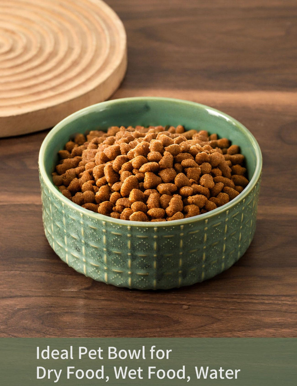 Bol Seyatoo pour animaux variés en céramique, vert, usage polyvalent