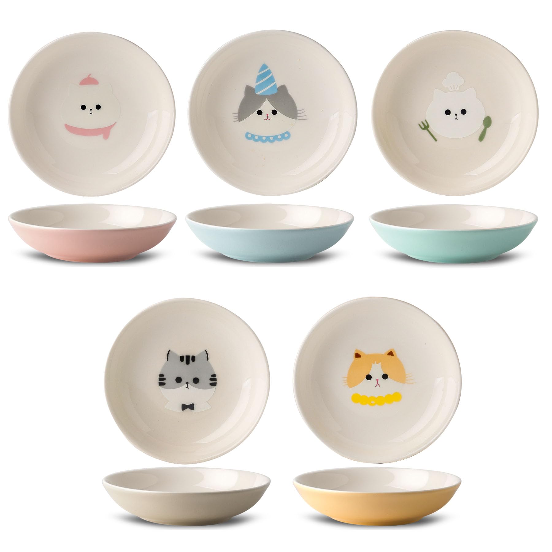 Bol Seyatoo en céramique pour chats, motif mignon, idéal pour nourriture humide.