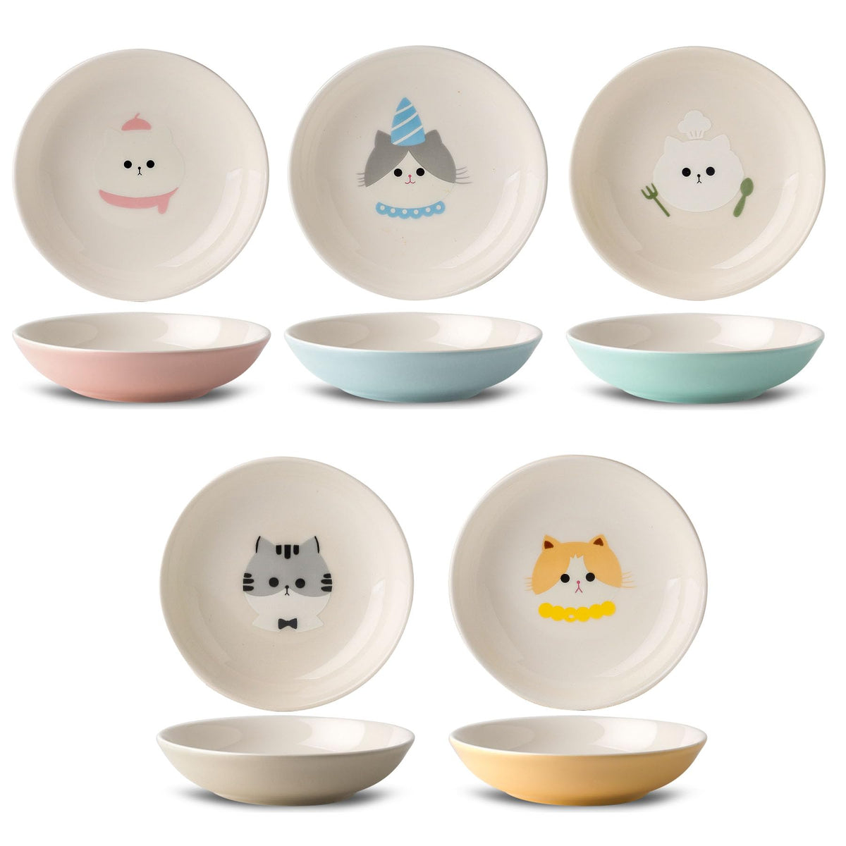 Bol Seyatoo en céramique pour chats, motif mignon, idéal pour nourriture humide.