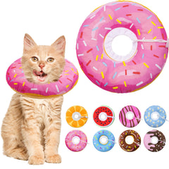 Seyezo collier cône en forme de beignet rose pour chat, confort et récupération.