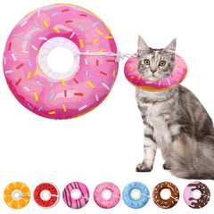 Seyezo collier-cône chat en forme d’anneau-beignet rose, récupération confortable.