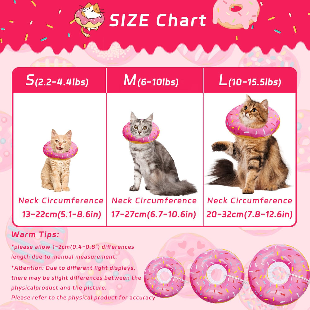 Seyezo collier-cone chat donut rose detail: douceur et soutien lors du rétablissement.