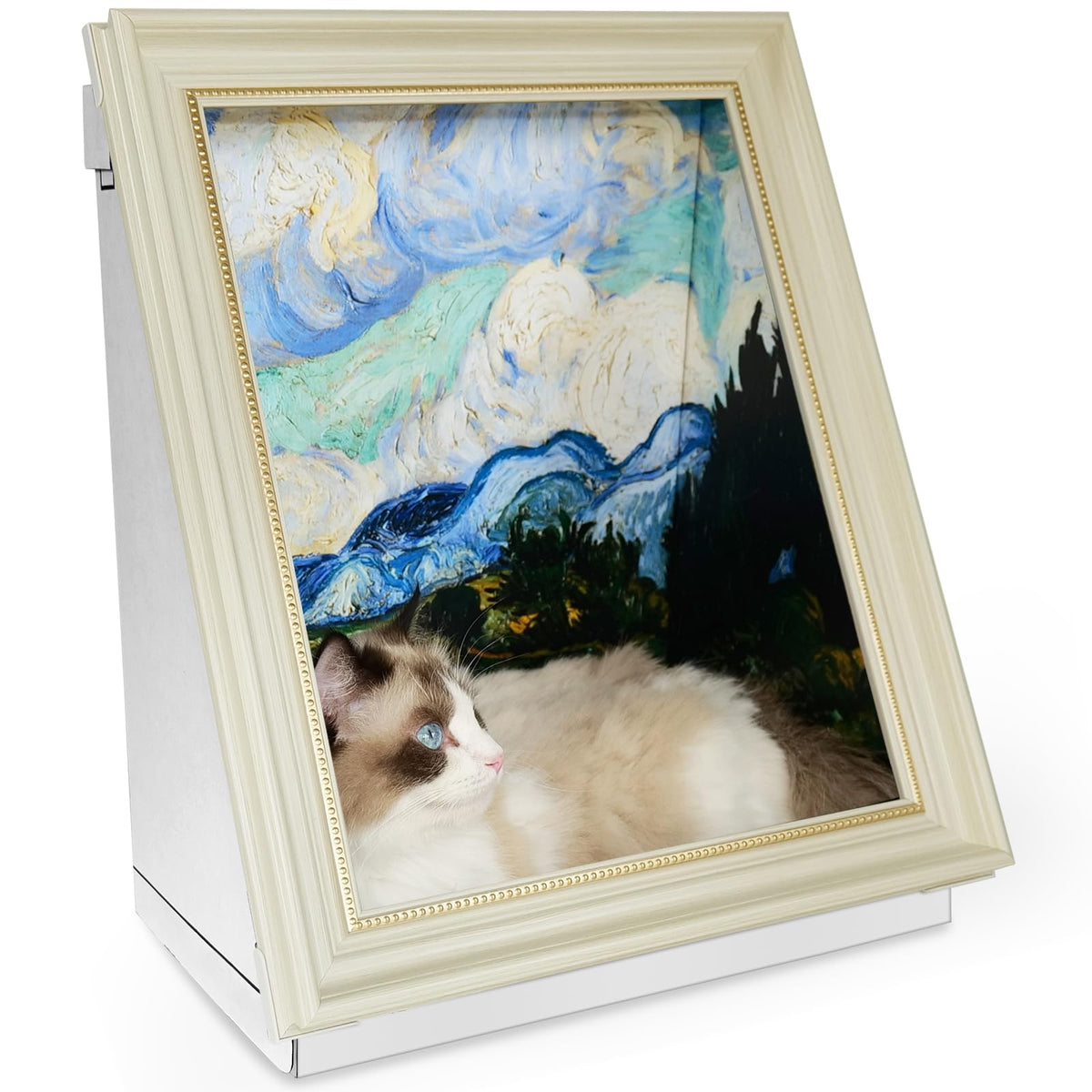 Seyõssbe Mona Lisa lit-chat en carton artistique attire le chat et protège les meubles.