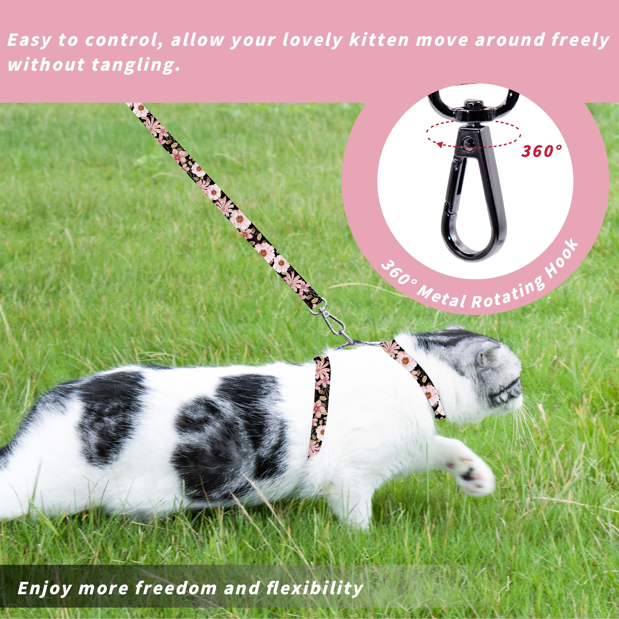 Seyezo harnais motif mignon rose, style agréable pour votre animal.