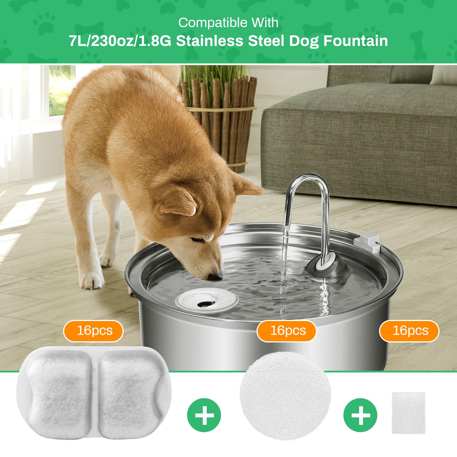 Compatibilité fontaine 7L en inox pour chien et chat multi-animaux