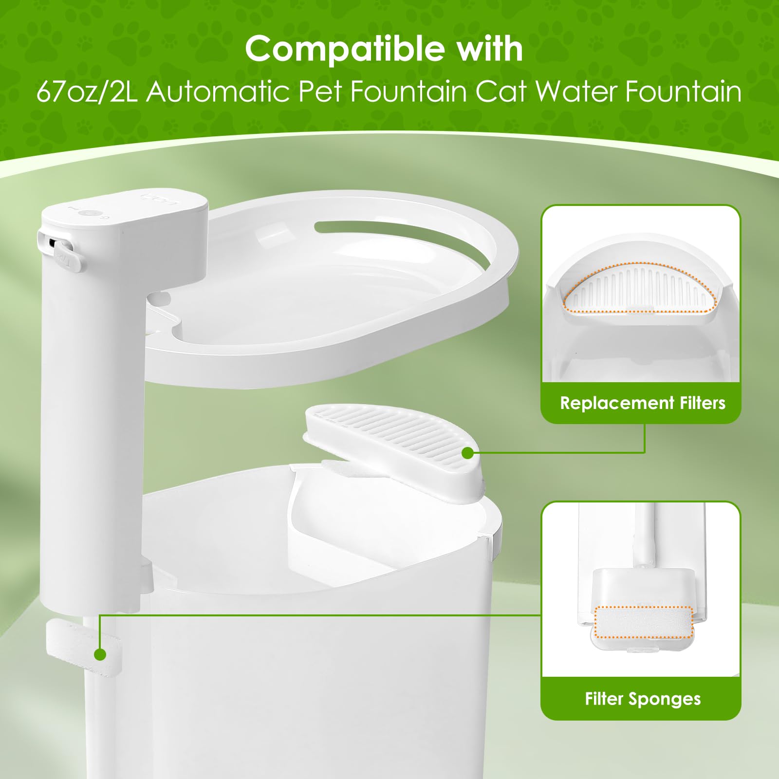 Filtration à quatre couches SgurFin pour fontaine chat 67oz, eau plus claire