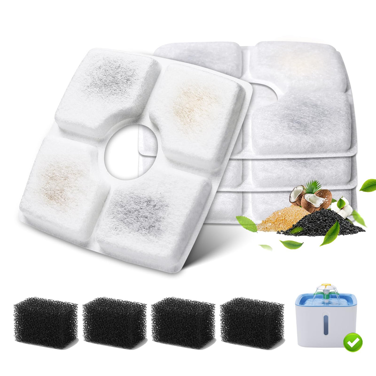 Filtre de remplacement SgurFin pour fontaine chat 84oz avec filtration multi-couches.