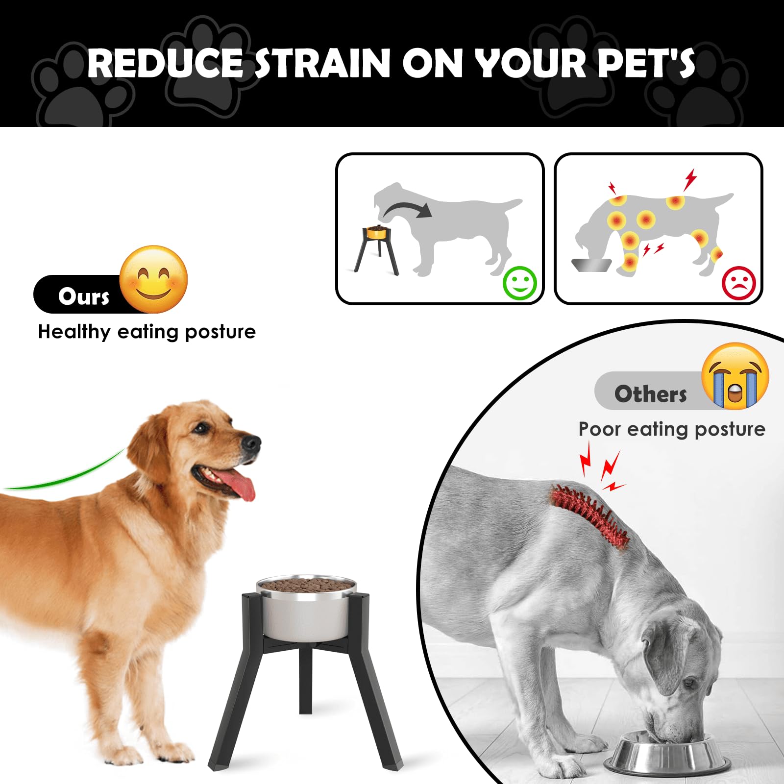 SHAINFUN support-chien-largeur-ajustable-7-10-6-pouces s adapte aux gamelles variées