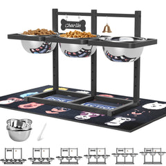 SHAINFUN support-bols-chien-haut avec trois bols pour repas simultanés.