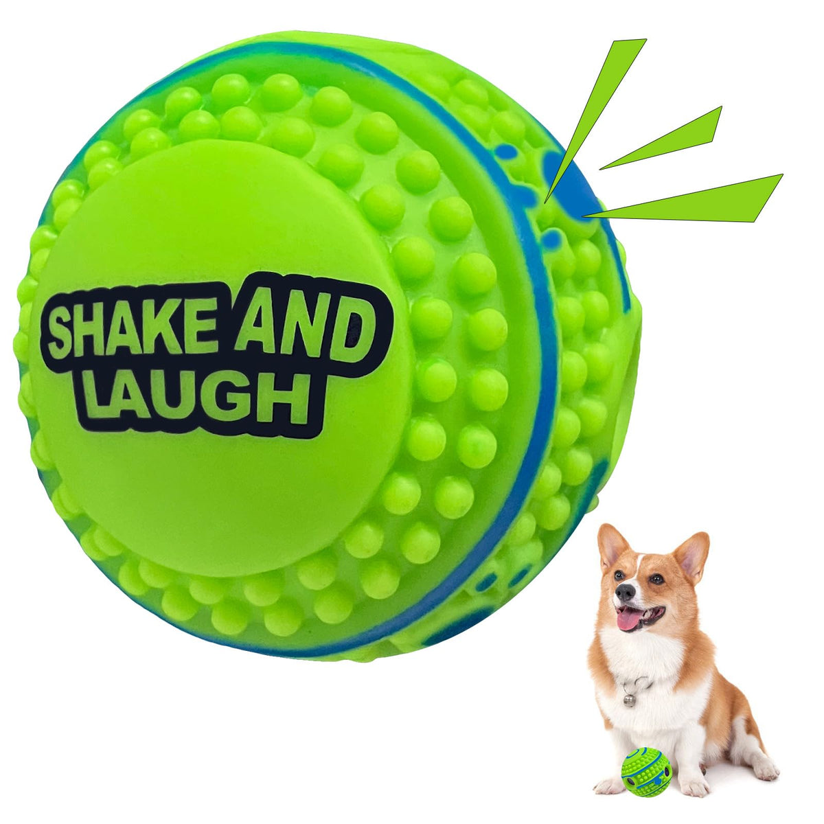 Shake and Laugh balle interactive épines — stimule la dentition et encourage le jeu sûr.