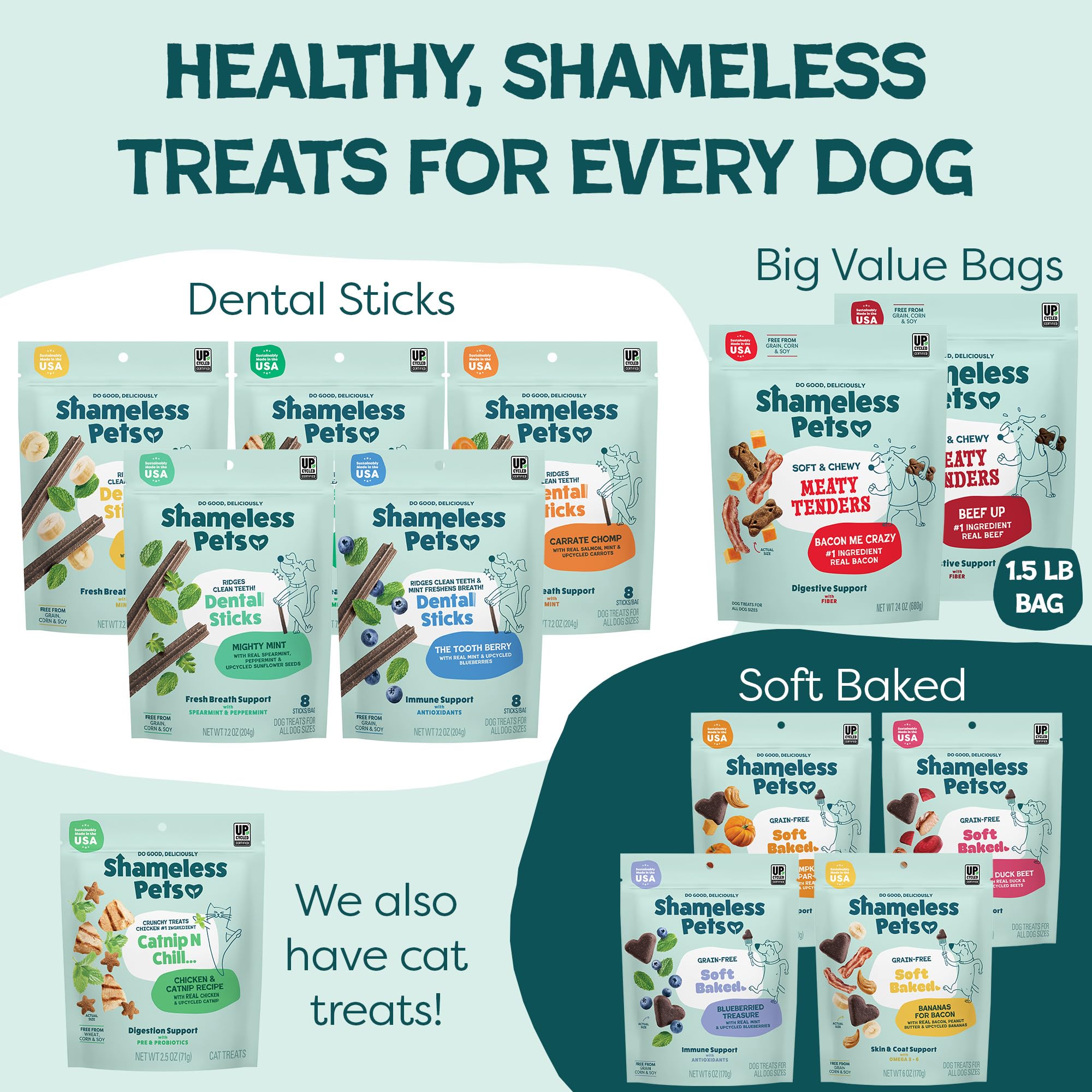 Shameless Pets adaptée chiens petits et grands: collations quotidiennes.