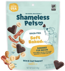 Emballage Shameless Pets Bananas for Bacon – biscuit tendre, parfait pour l'entrainement.