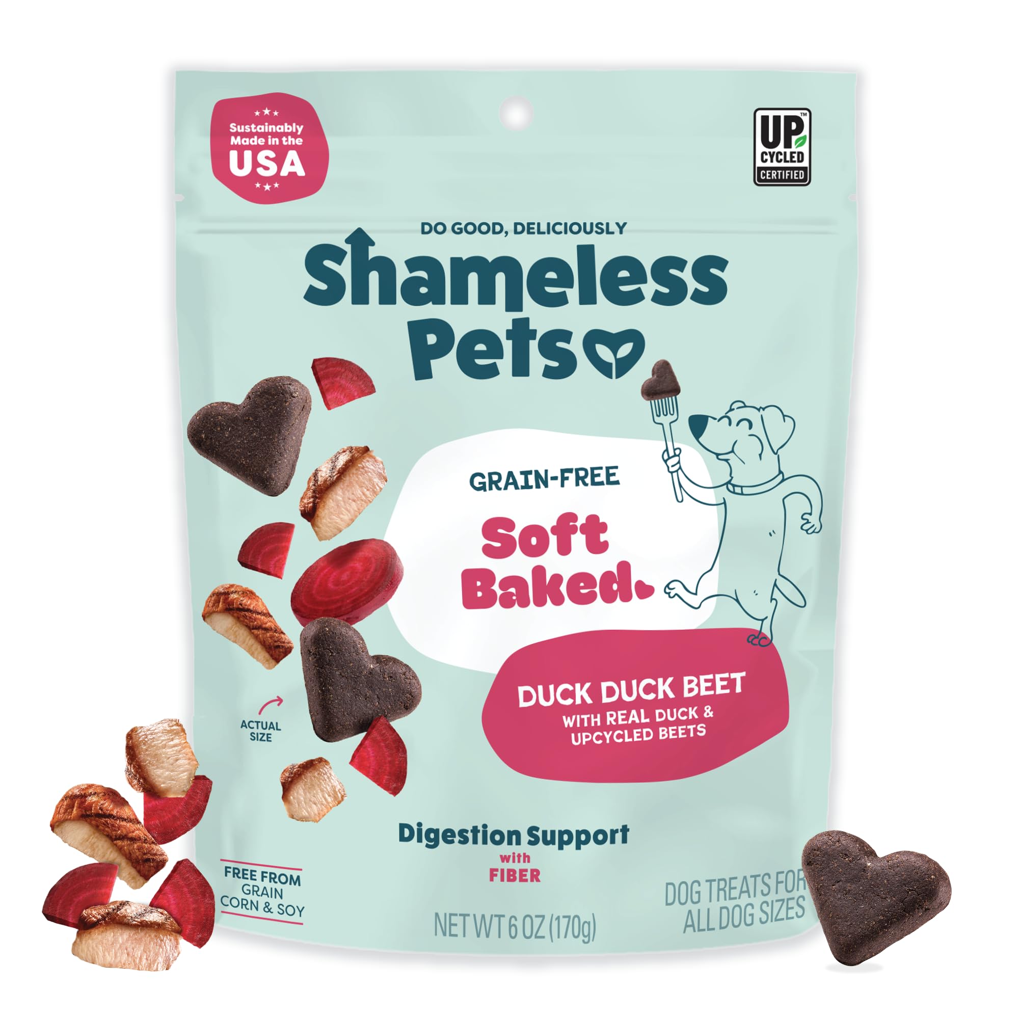 Shameless Pets - biscuits moelleux au canard et betterave, plaisir et soutien digestif potentiel.