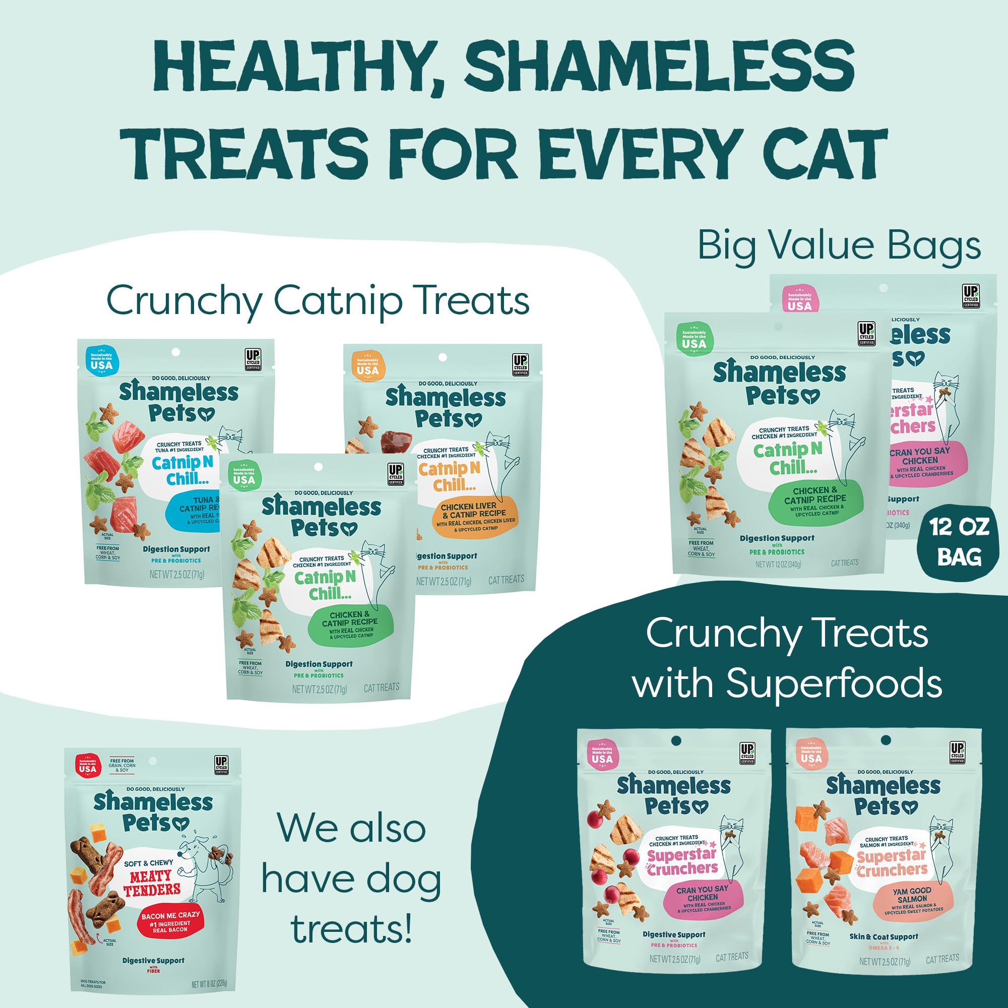 Shameless Pets Catnip N Chill, croquettes au poulet réel, goût appétent.