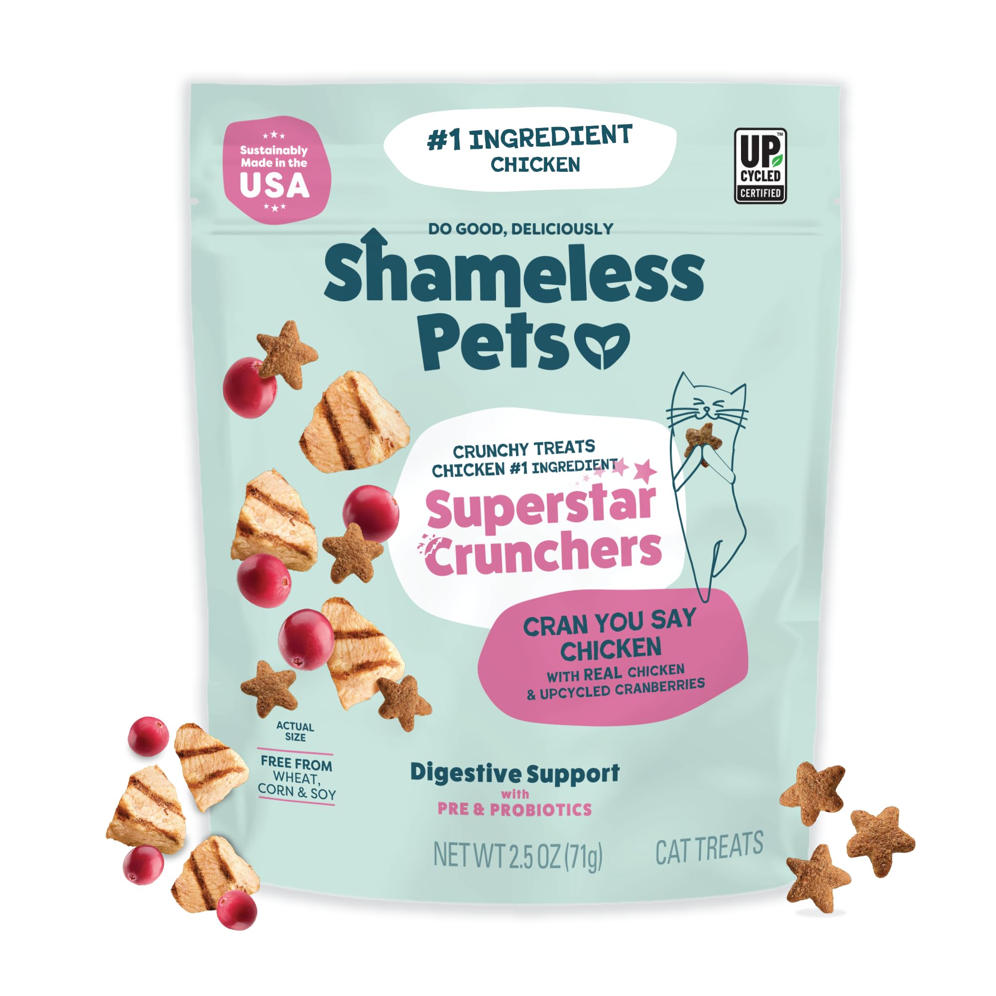 Shameless Pets friandises chat étoiles croquantes pour digestion et plaisir