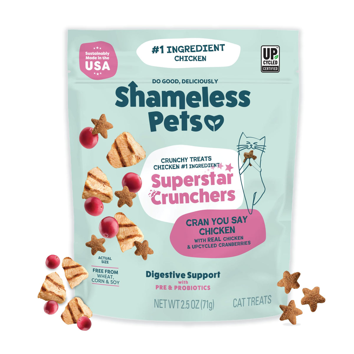 Shameless Pets friandises chat étoiles croquantes pour digestion et plaisir