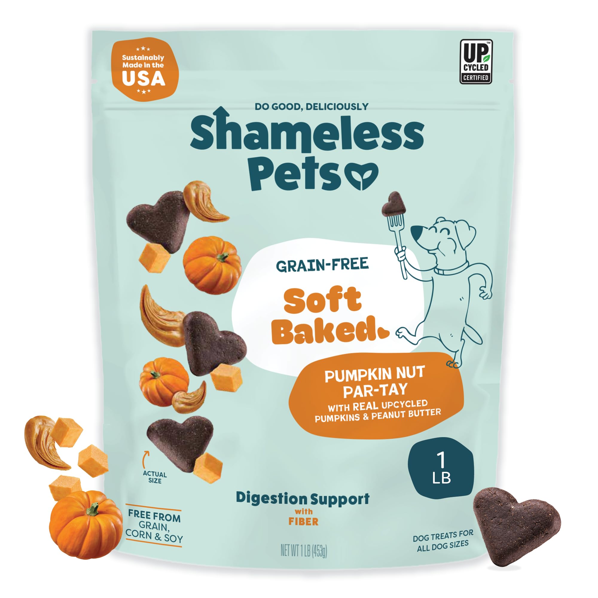 Shameless Pets Pumpkin Nut Partay emballage, friandise pratique pour l'entraînement quotidien.