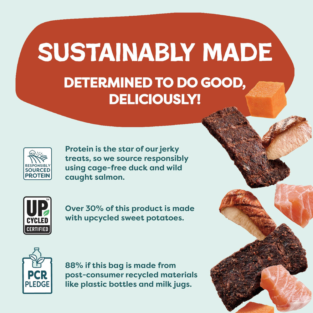 Shameless Pets Jerky Bites Fabrique USA : fabriqué par nutritionnistes, pratiques durables.