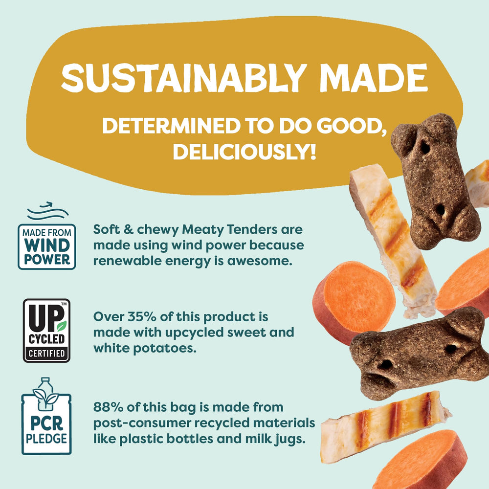 Shameless Pets Cheeky Chicken Meaty Tenders sans additifs: ingrédients simples et honnêtes.
