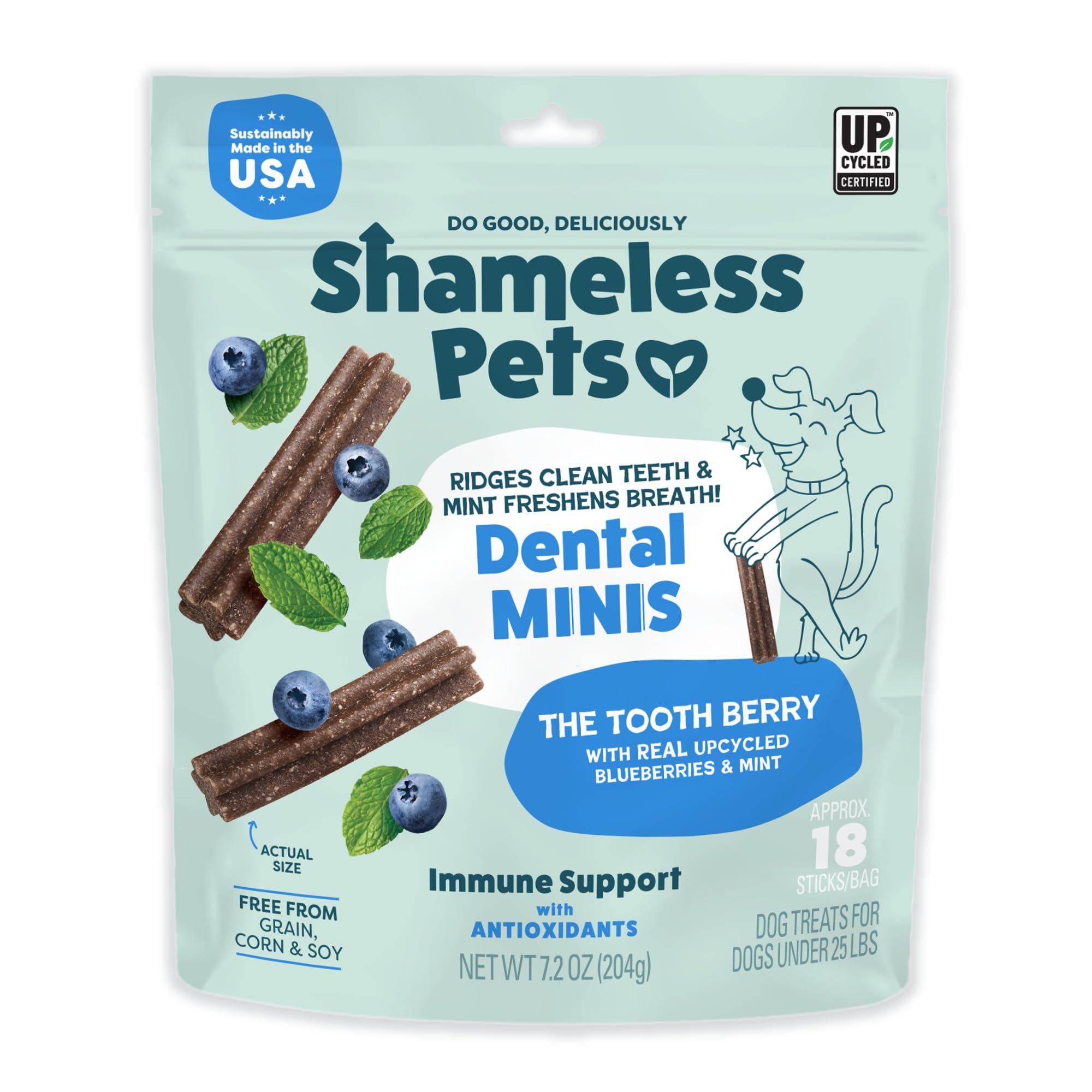 Emballage Shameless Pets Toothberry Dental Minis prêt à l’emploi et haleine plus fraîche