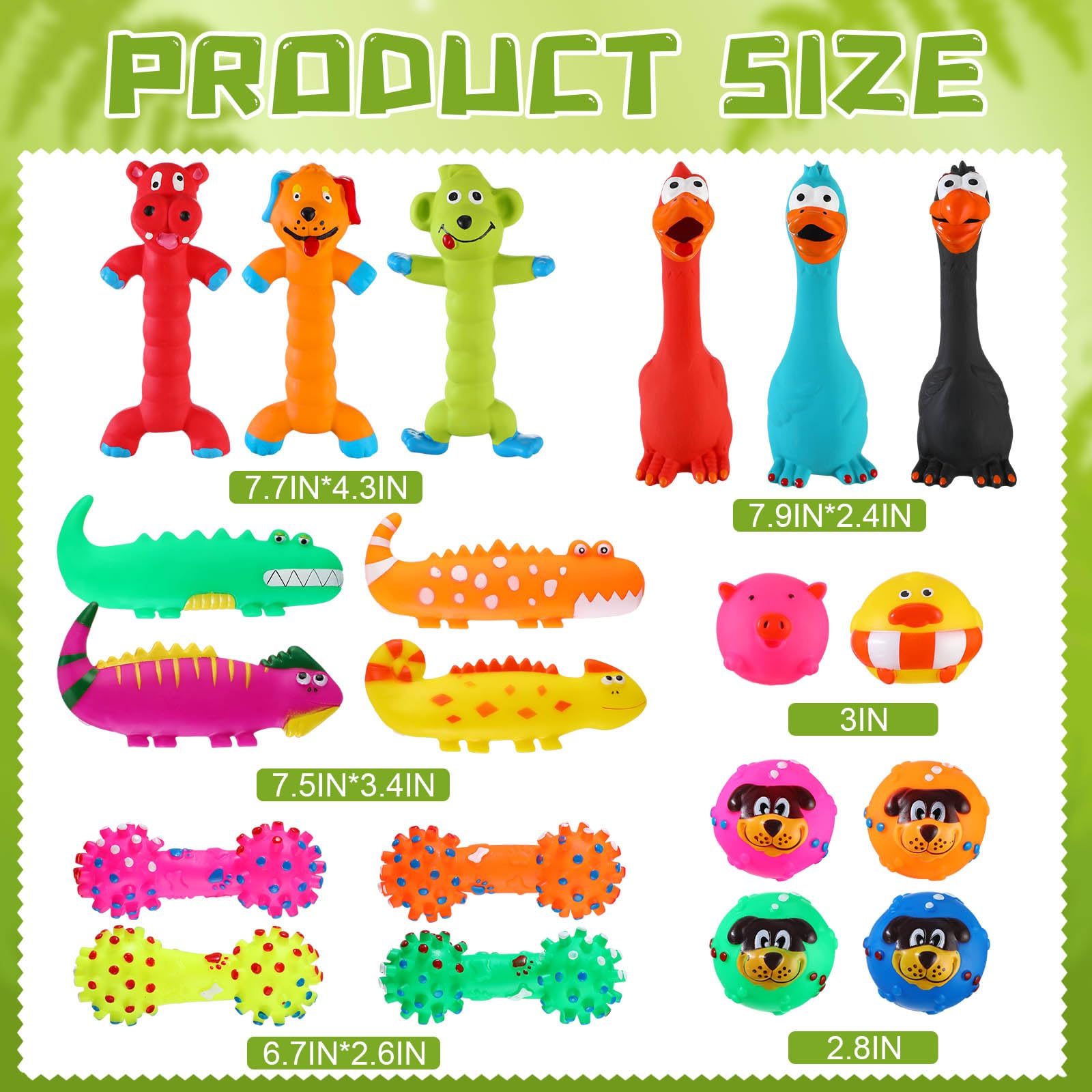 Jouets Shappy en latex colorés, conçus pour attirer l’attention et favoriser la récupération.
