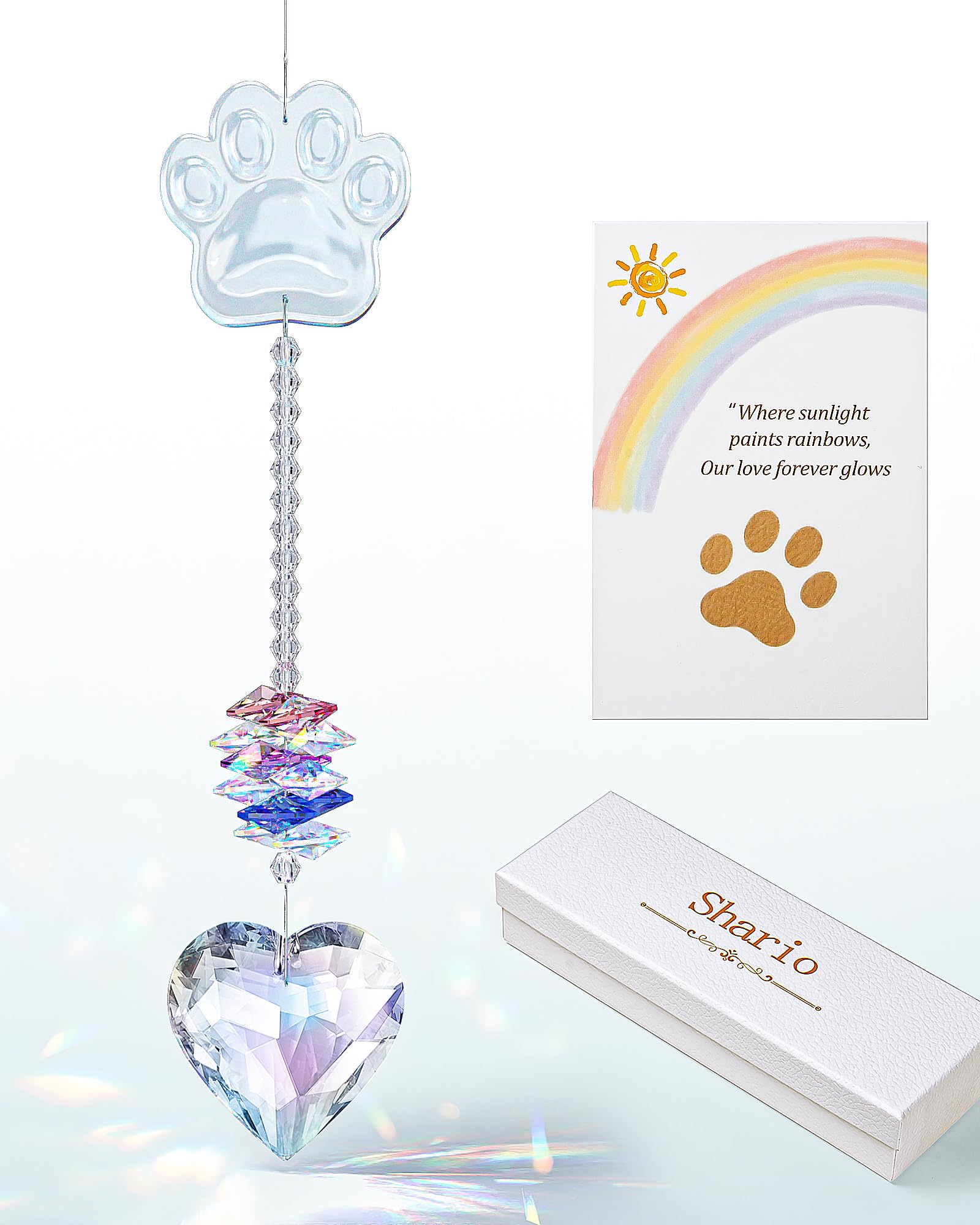 Cristal souvenir Shario pour chien, cœur, réconfort durable.