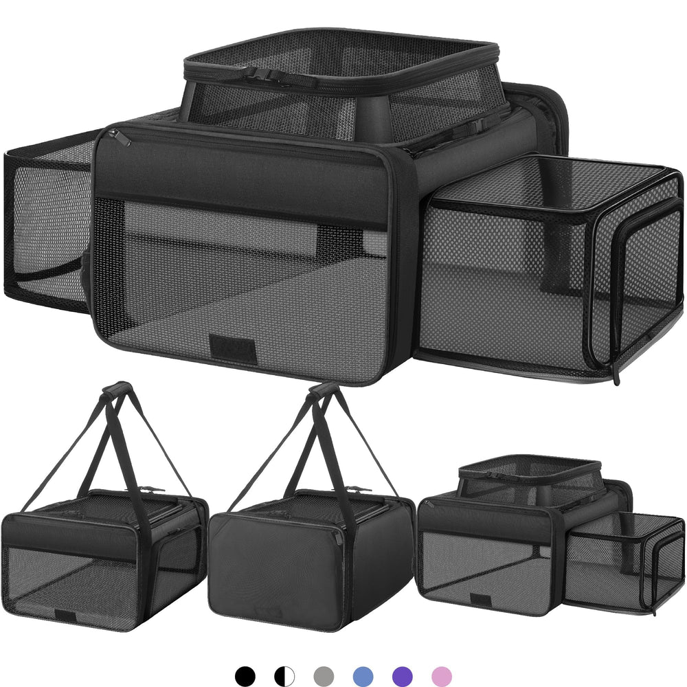 SHARLOVY transporteur chat 3 cotes extensible offrant plus d'espace en voyage.