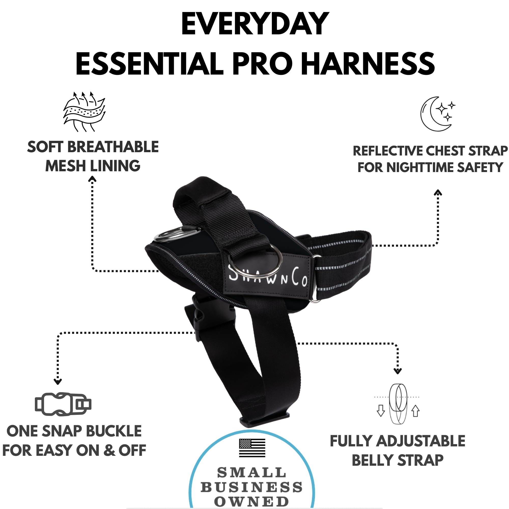 ShawnCo Harnais Essential Pro — trois points d'attache pour maîtriser la traction.