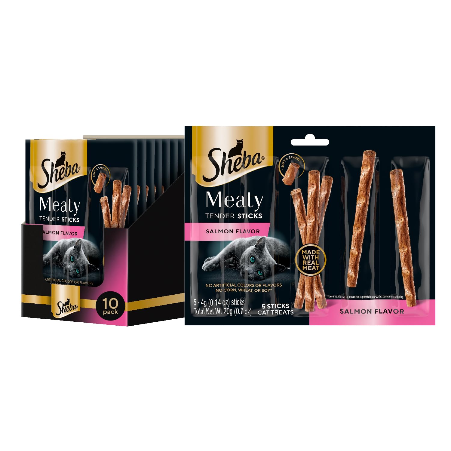 Bâtonnets tendre au poulet Sheba, plaisir simple et partageable pour chat.
