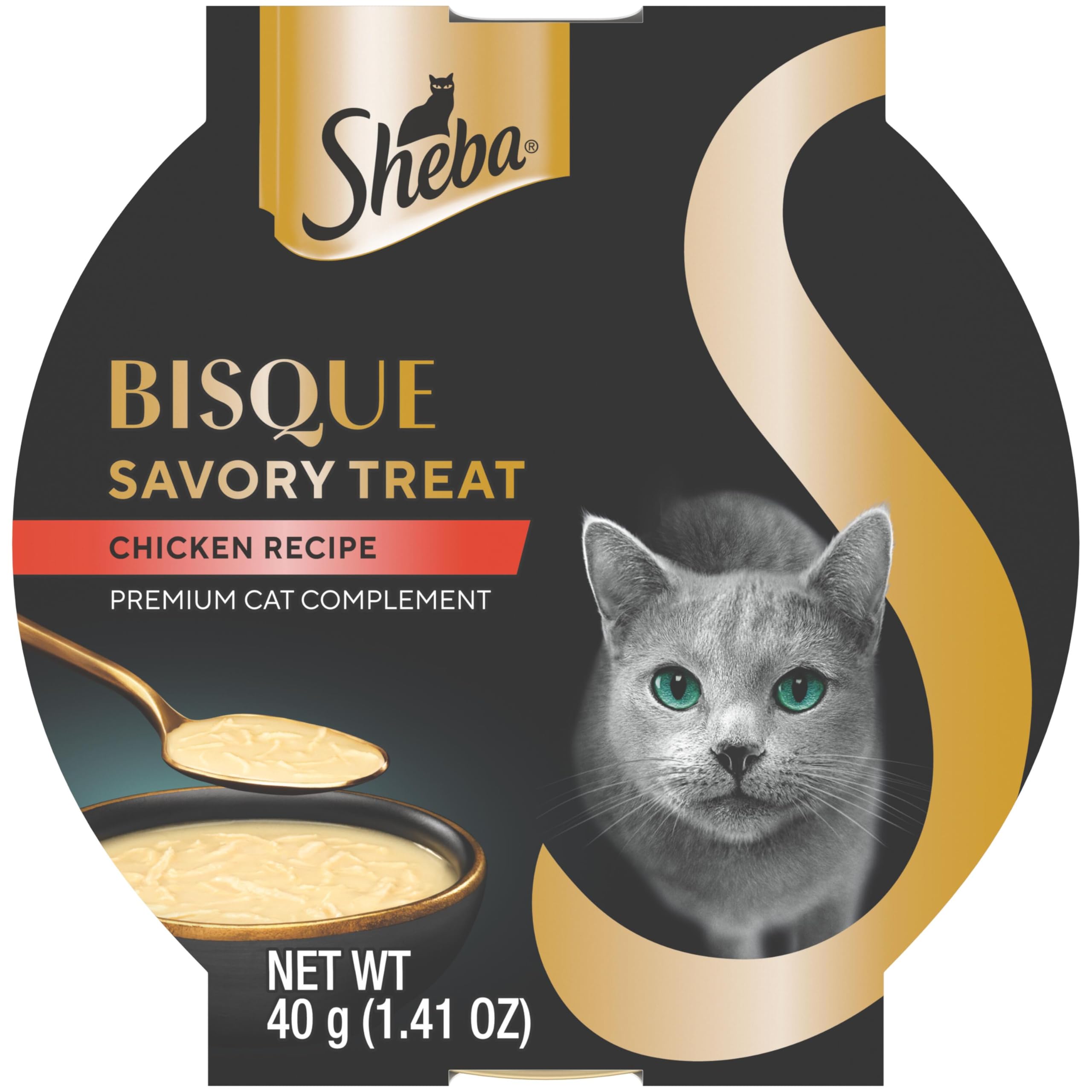 Sheba Bisque: morceaux de poulet réels dans une texture gourmande pour un repas appétissant.