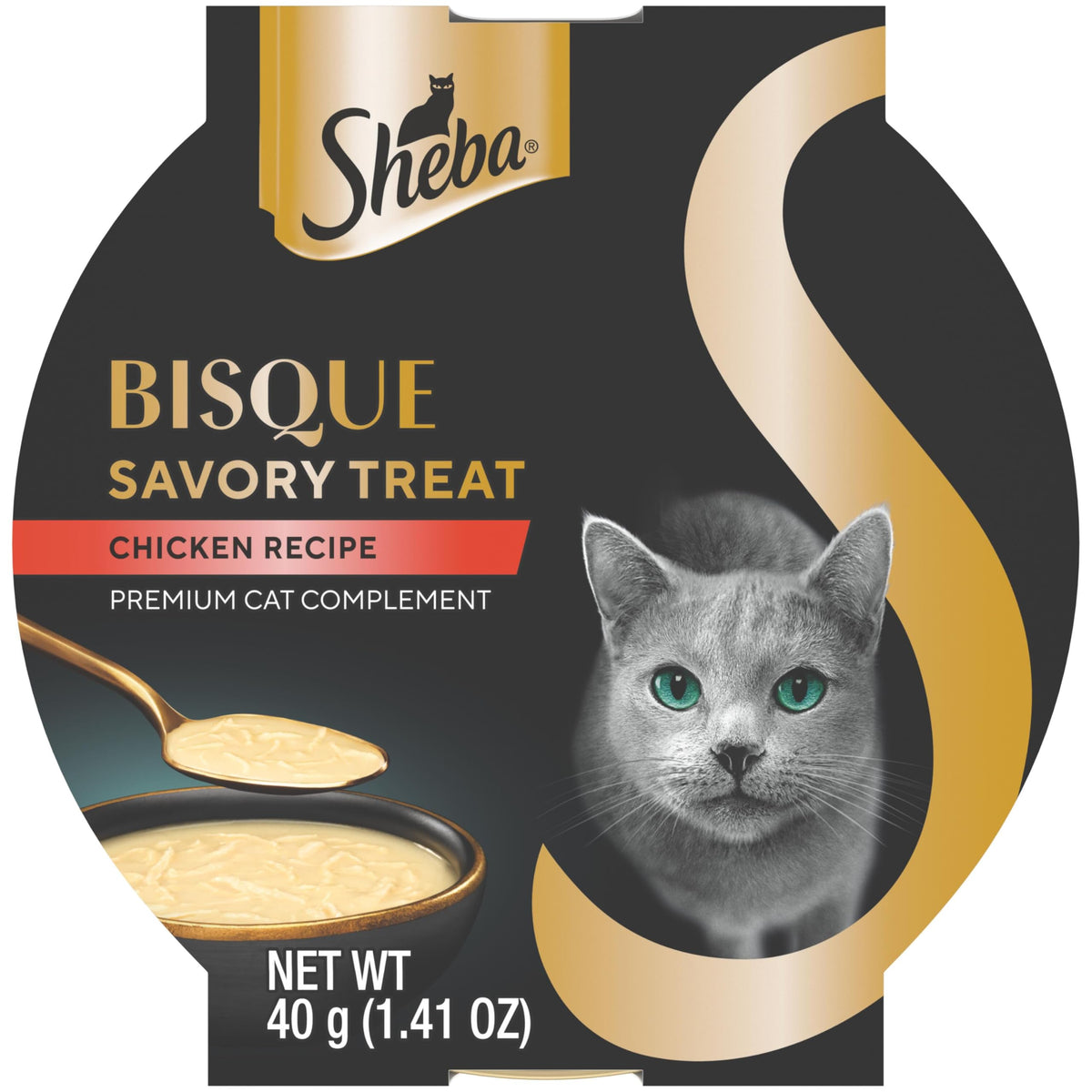 Sheba Bisque: morceaux de poulet réels dans une texture gourmande pour un repas appétissant.