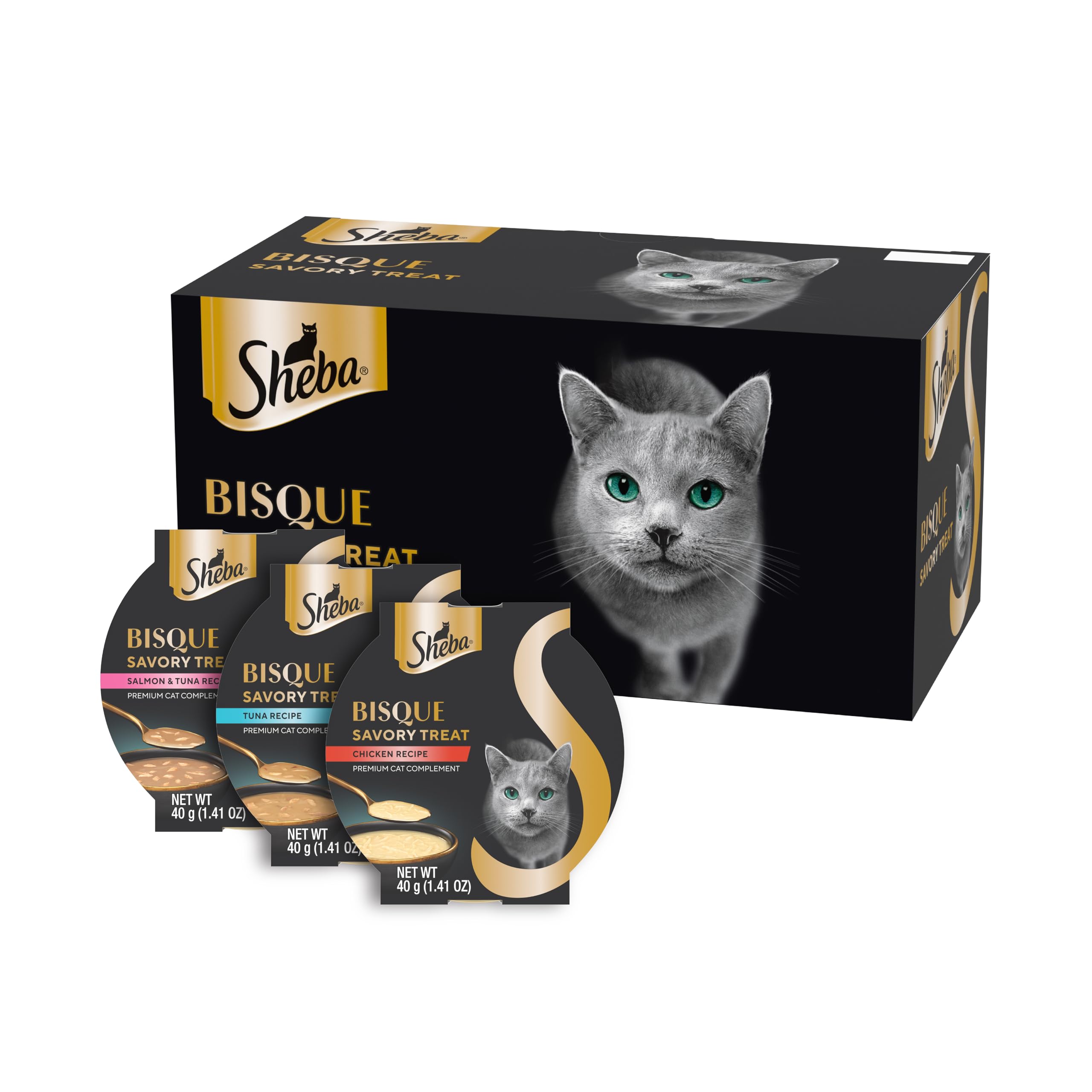 Sheba Bisque Lickable chat poulet: morceaux réels dans une sauce hydratante