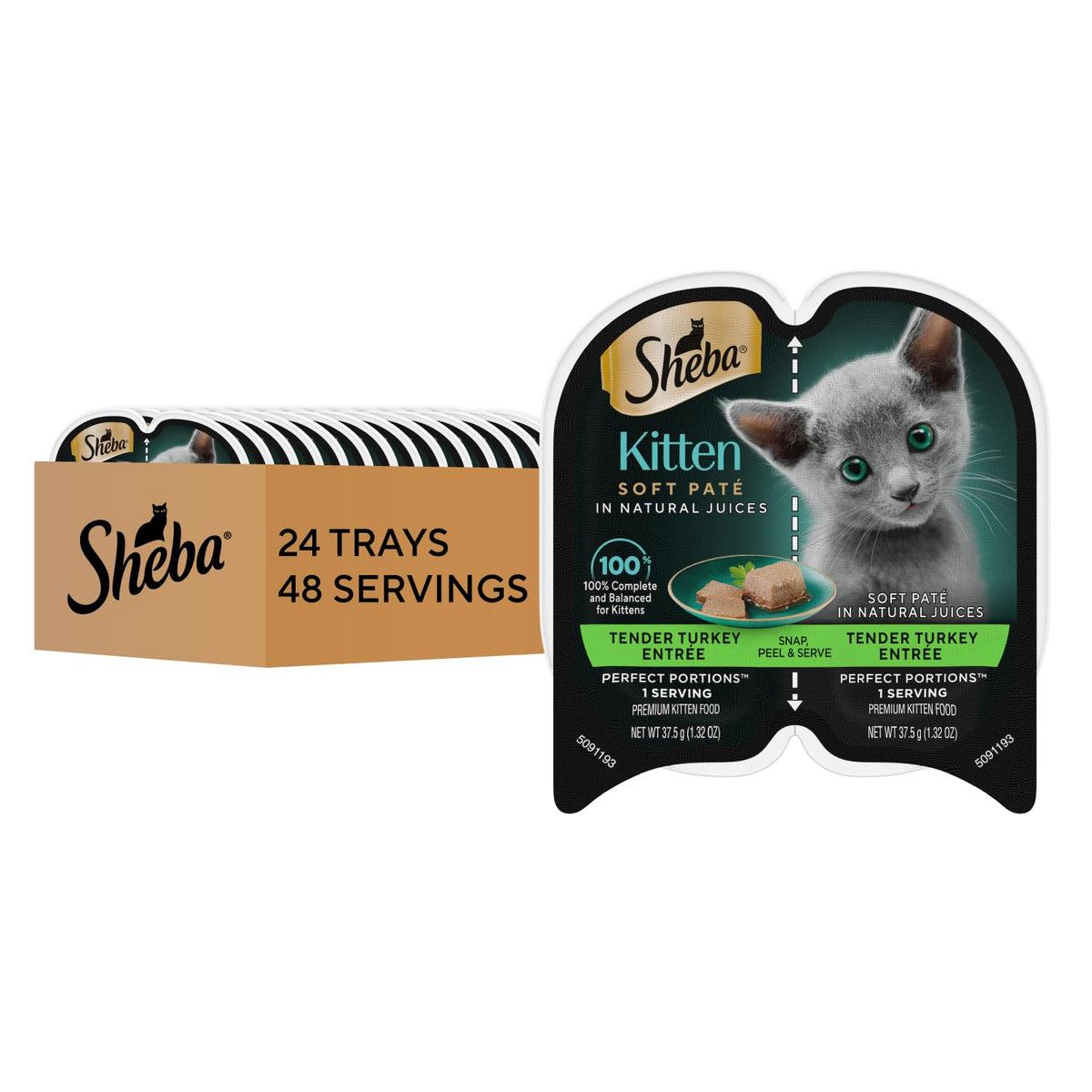 Sheba chaton pâté dindon, barquettes pratiques pour repas équilibré