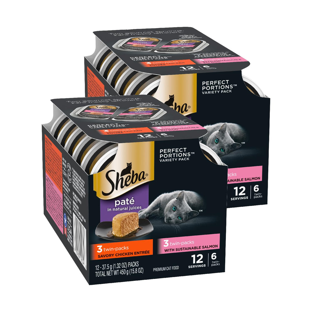 Sheba pâté chat poulet, portion pratique pour repas quotidien.