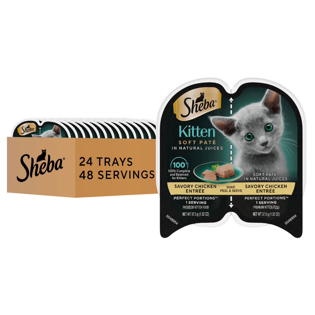 Sheba Perfect Portions chaton, pâte au poulet, portion précise pour chaque repas.