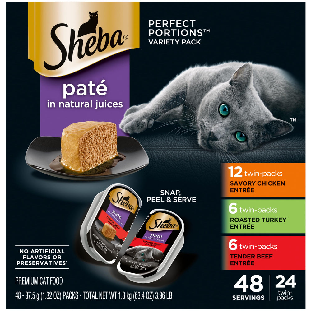 Pâté poulet savoureux de Sheba Perfect Portions pour repas pratique et sans gâchis.